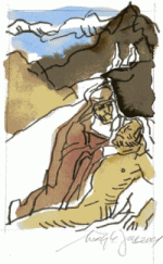 Josef Mžyk, Milosrdný Samaritán, 2000, akvarel